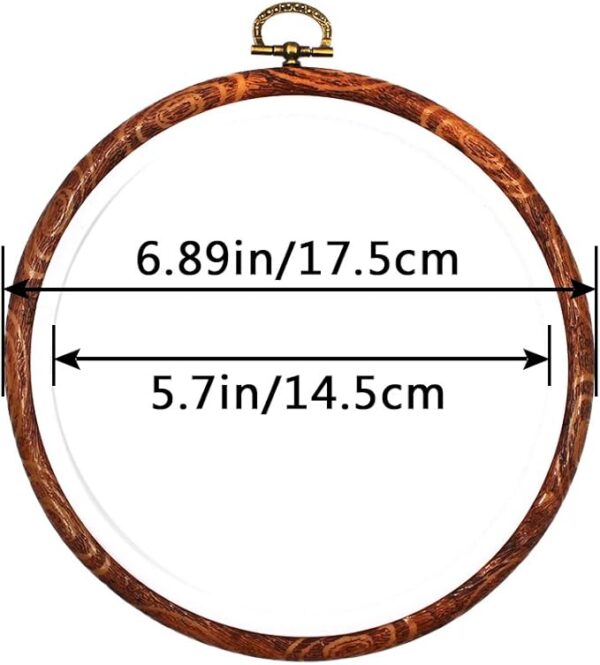 3 Pieces 6 inch Round Embroidery Hoops Bulk Imitated Wood Circle Cross Stitch Hoop Ring - Image 2