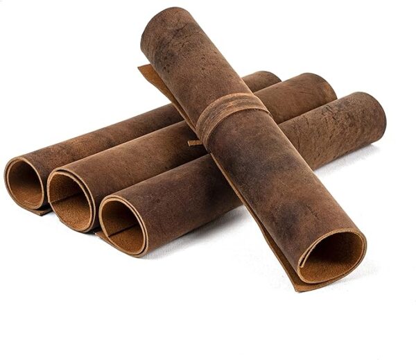 Genuine Leather Sheets Set of 4, Leather Material, Genuine Leather for Crafts | Leather Roll, Soft Leather, Sheet Leather for Crafts | Quality Raw Leather 12" x 12" + 36" Leather Cord - Image 2