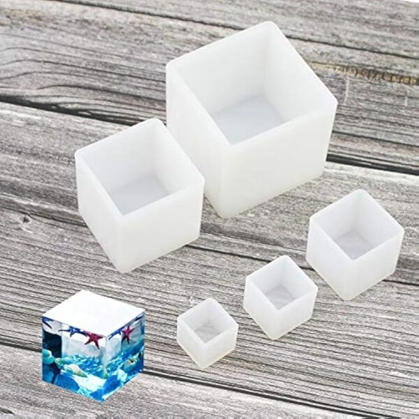 Resin Casting Molding Square Resin Mold Cube Silicone Molds for DIY Craft Making Silicone Clear Casting Molds (5size)