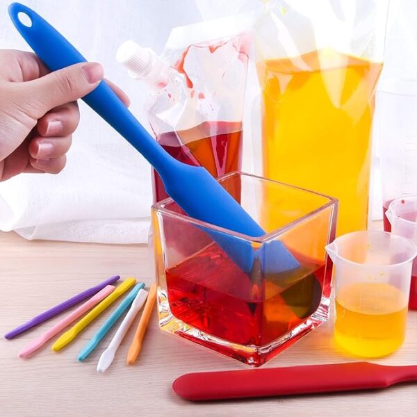 Silicone Stir Sticks Kit Includes 9 Pcs Silicone Stir Sticks 4 Pcs Silicone Epoxy Brushes 2 Pcs Silicone Spatula for Mixing Resin, Paint, Epoxy, DIY Crafts - Image 3